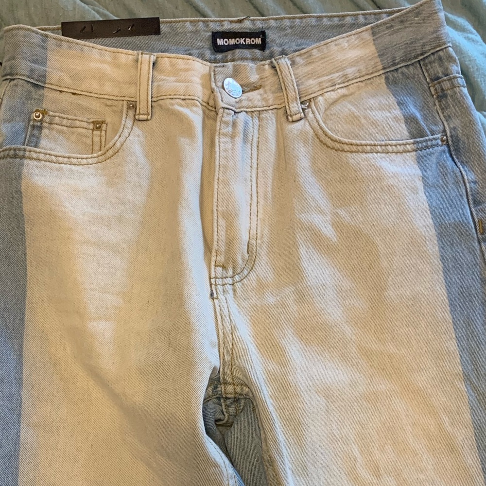 NASTYGAL TWO-TONED MOM JEANS